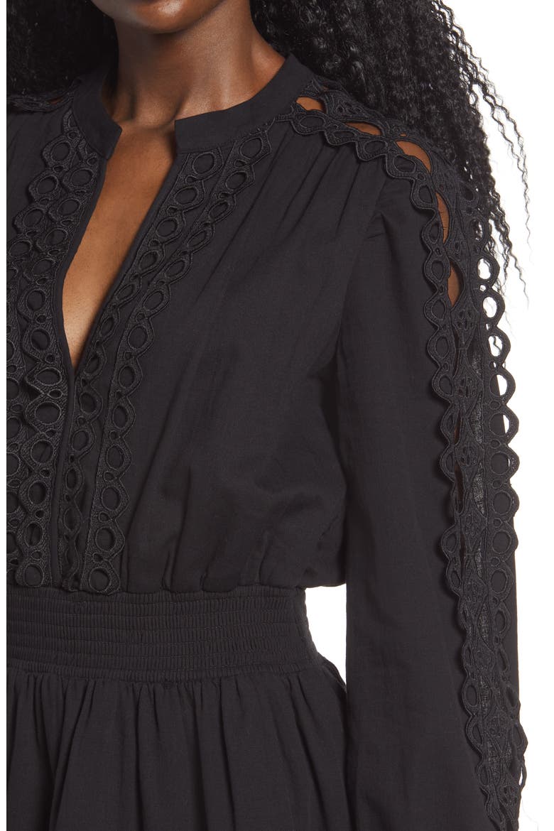 Lace Trim Dress, Alternate, color, BLACK