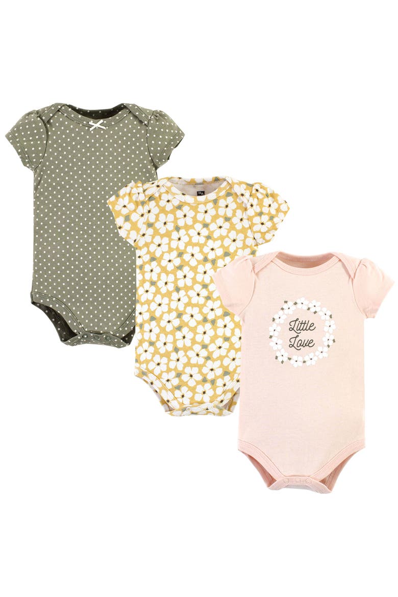 Comfortable All-Cotton Bodysuit 3Pk, Main, color, Sage Floral Wreath