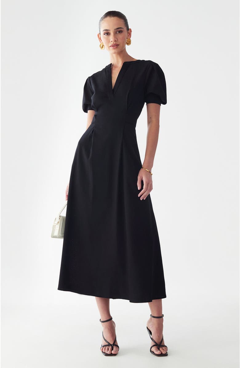 WILLA Winnie Midi Dress, Alternate, color, Black