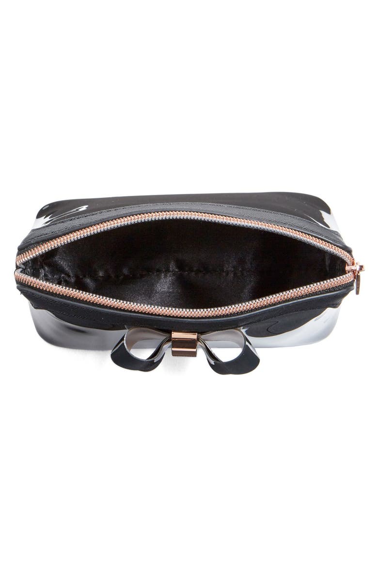 Layered Bow Makeup Bag (Nordstrom Exclusive), Alternate, color, JET
