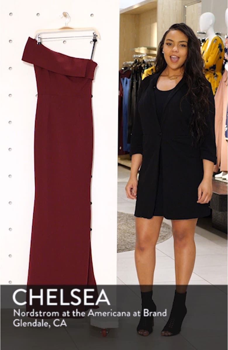 Titan One-Shoulder Cutout Crepe Gown, sales video thumbnail