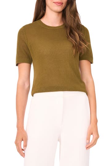 Halogen ® Short Sleeve Sweater In Green