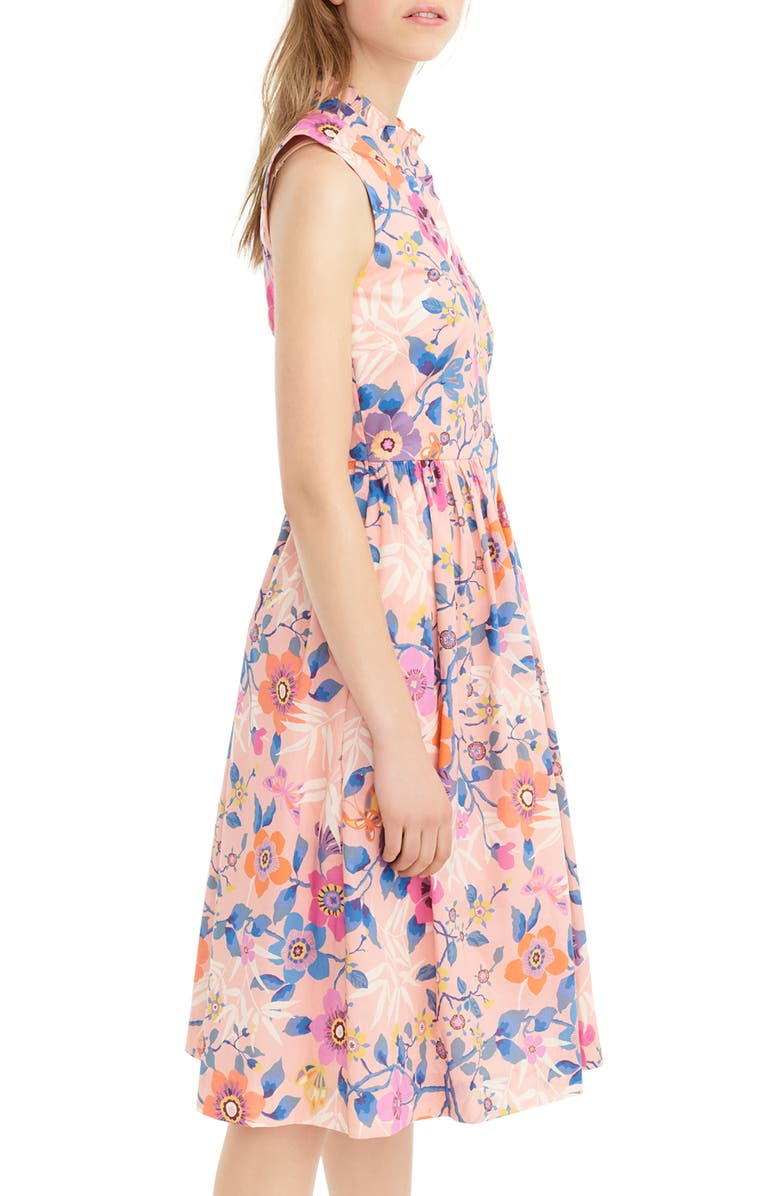 J.Crew Liberty Pavilion Floral Print Ruffle Neck Dress, Alternate, color,