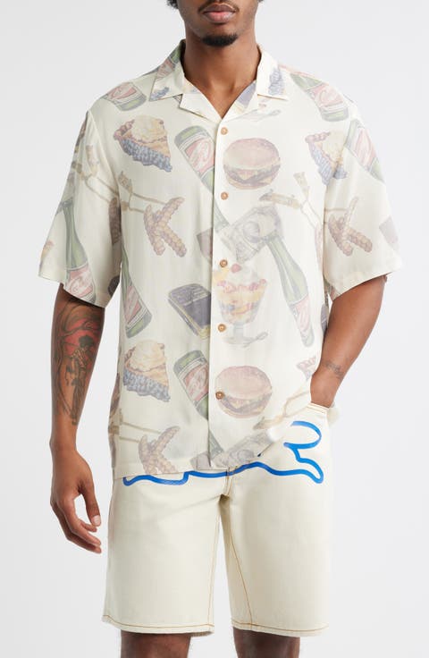 Lavish Snack Print Camp Shirt