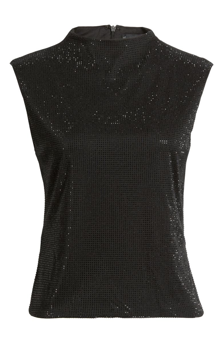MANGO Rhinestone Sleeveless Knit Top, Main, color, Black