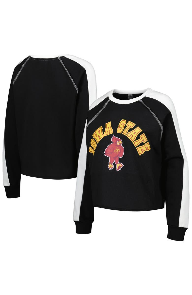 GAMEDAY COUTURE Women's Gameday Couture Black Iowa State Cyclones Blindside Raglan Cropped Pullover Sweatshirt, Alternate, color, Black