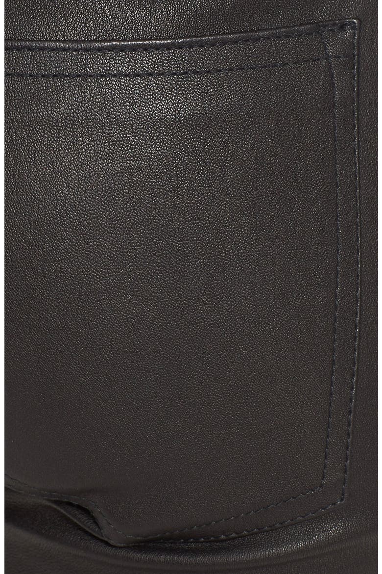 Five-Pocket Leather Pants, Alternate, color, BLACK