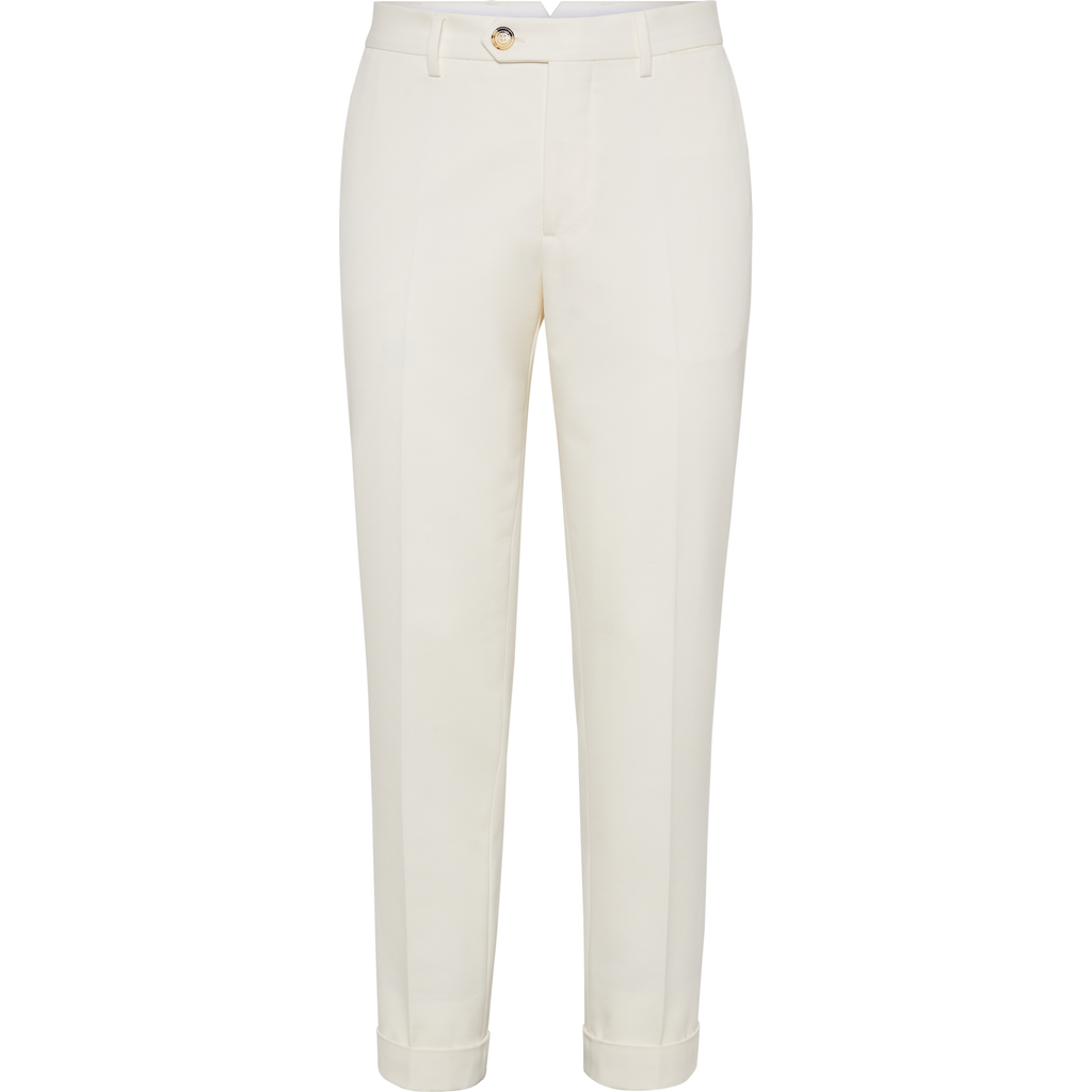 Brunello Cucinelli Cotton-virgin Wool Gabardine Italian Trousers In Panama