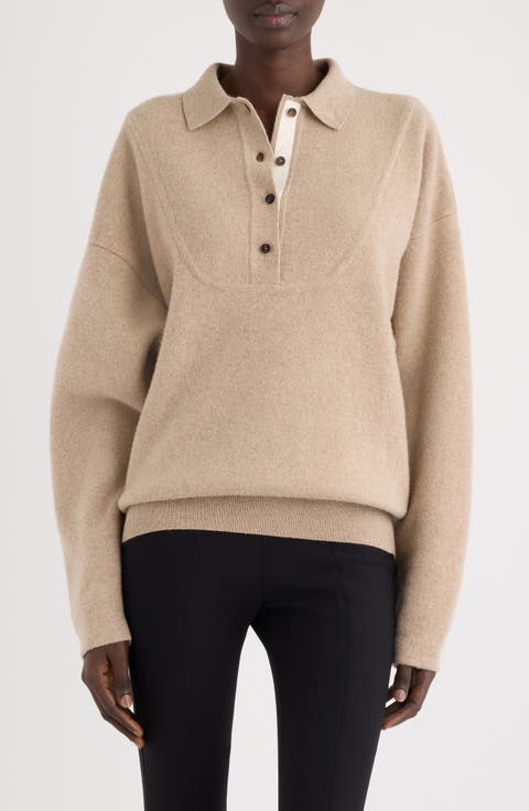 La Maille Vareuse Pallone Merino Wool 
Cashmere Polo Sweater
