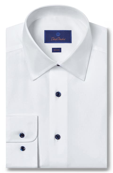 Slim Fit Solid Twill Dress Shirt