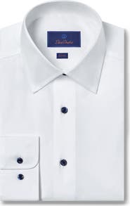 David Donahue Slim Fit Solid Twill Dress Shirt