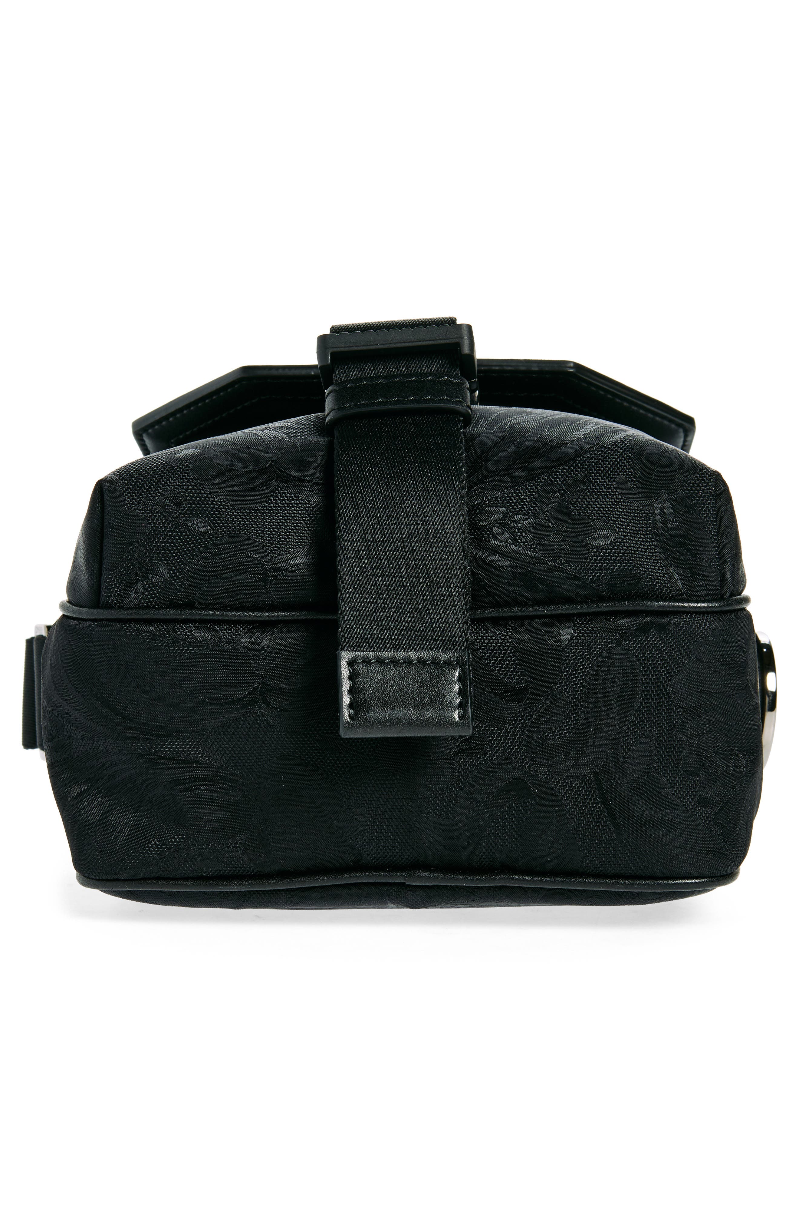 Versace Barocco Nylon Messenger Bag, Alternate, color, Black-Ruthenium