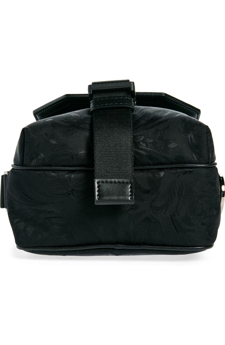 Versace Barocco Nylon Messenger Bag, Alternate, color, Black-Ruthenium