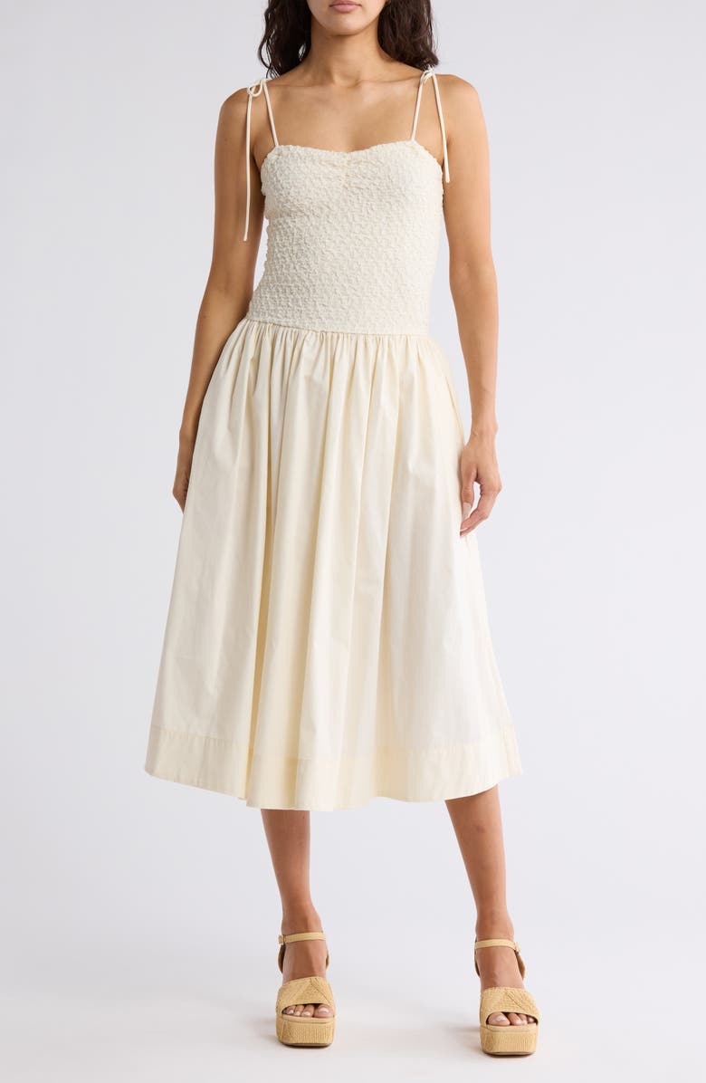 Tied Strap Drop Waist Midi Dress
