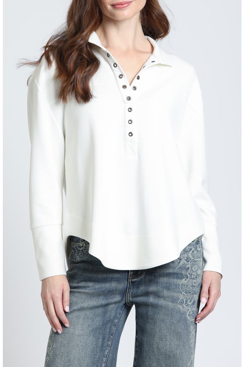 Grommet Henley Long Sleeve Top, Main, color, CLOUD WHITE