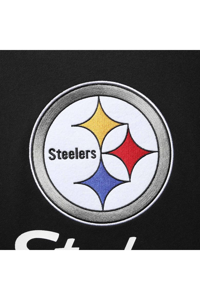 Men's Mitchell & Ness Black Pittsburgh Steelers Home Advantage Raglan Short Sleeve Pullover Hoodie, Alternate, color, Black