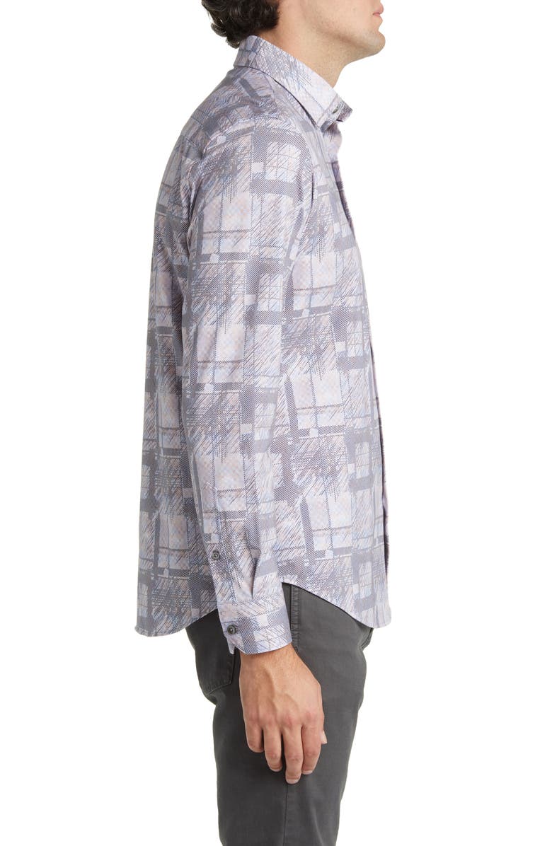 Bugatchi James OoohCotton<sup>®</sup> Abstract Print Stretch Cotton Button-Up Shirt, Alternate, color, 