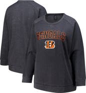 PROFILE Women's Fanatics  Charcoal Cincinnati Bengals Acid Wash Raglan Pullover Sweatshirt