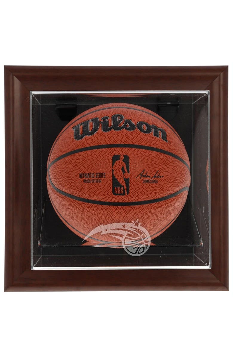 FANATICS AUTHENTIC Orlando Magic Brown Framed Wall-Mountable Team Logo Basketball Display Case, Main, color, 
