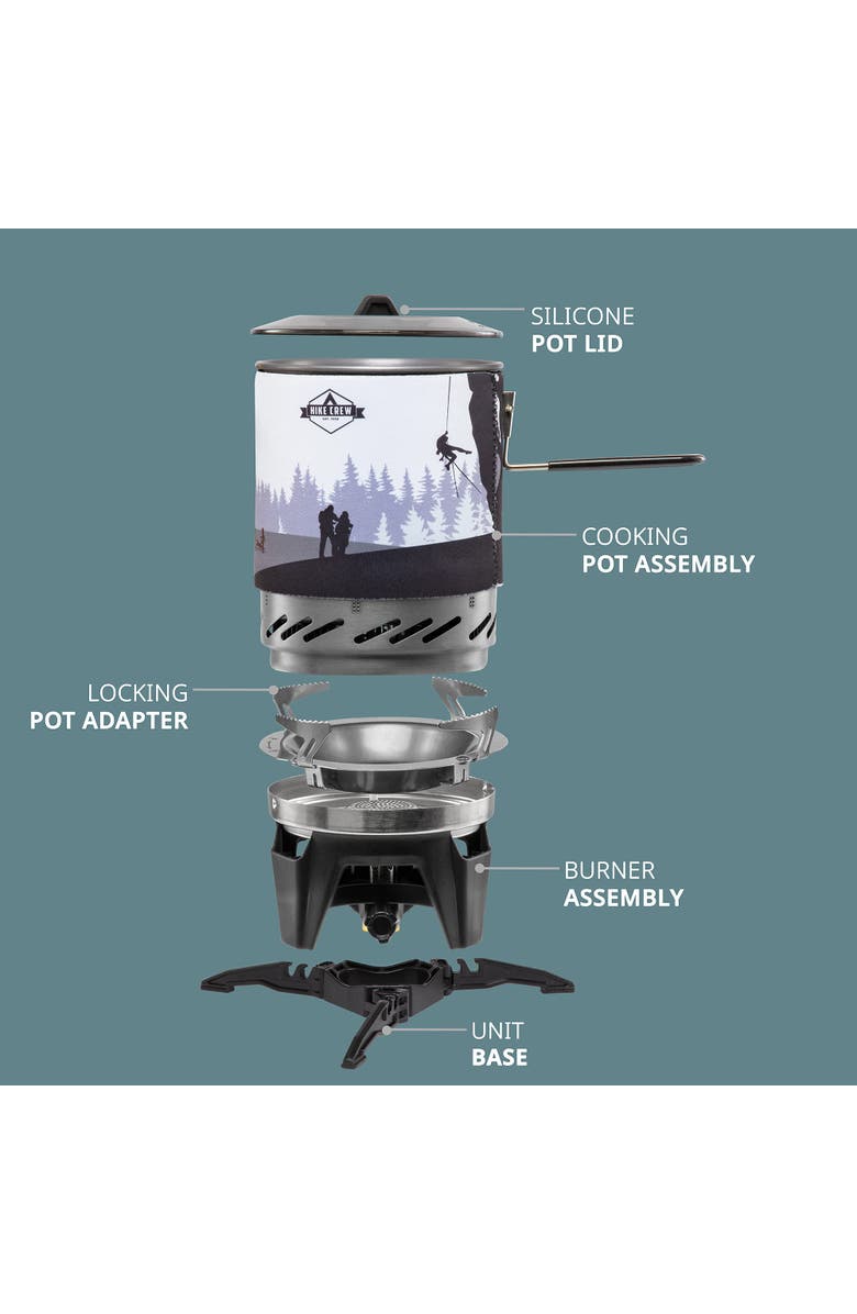Hike Crew Portable Stove & Cooking System with 1L Pot, Compact Propane Stove Cooktop with Handle, Alternate, color, Black