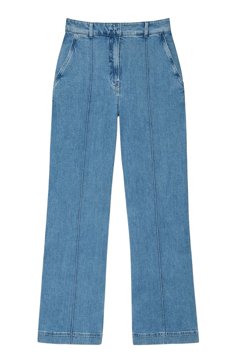 Another Tomorrow HIGH WAISTED DENIM TROUSER, Alternate, color, Light Blue Wash