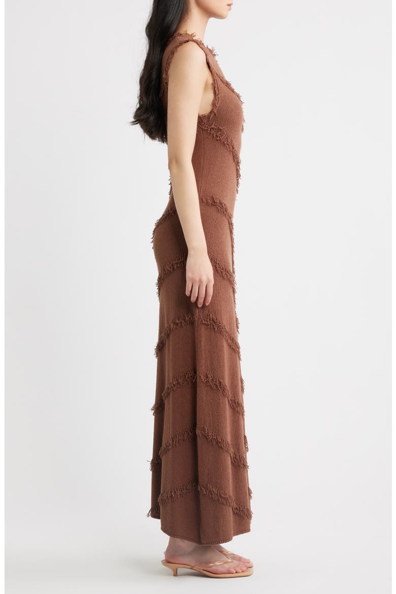 Claudia Fringed Sleeveless Maxi Dress, Alternate, color, CINNAMON