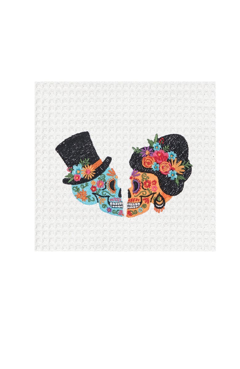 C&F Home Sugar Skull Couple Towel, Alternate, color, White