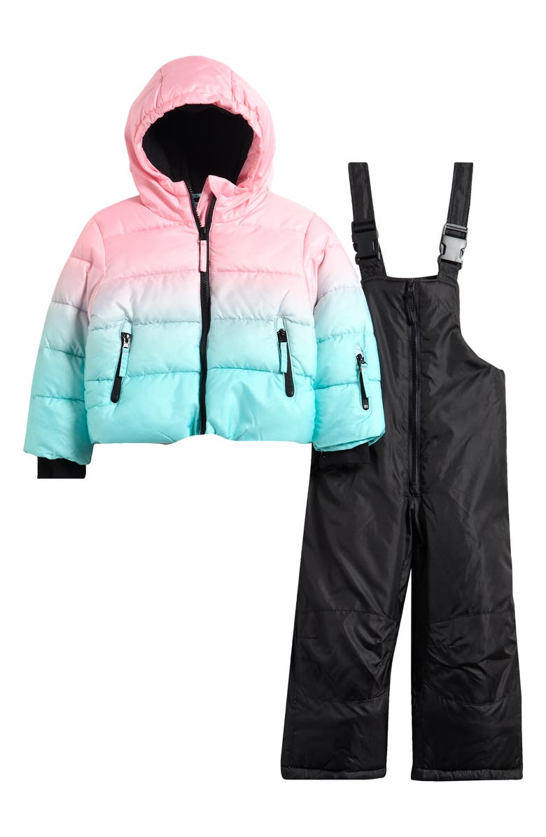 Rothschild Kids' Ombré Hooded Jacket & Bib Snowsuit Set, Main, color, 