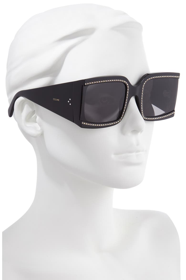 60mm Square Sunglasses, Alternate, color, MATTE BLACK/ SMOKE