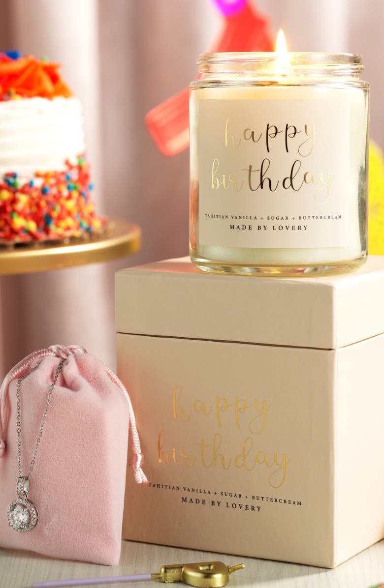 Lovery 4-Piece Birthday Gift Set with Candle, Necklace, Pendant & Jewelry Pouch, Alternate, color, Light Pink