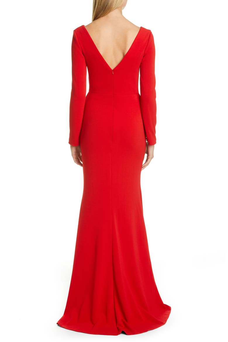 Long Sleeve Trumpet Gown, Alternate, color, SCARLET RED