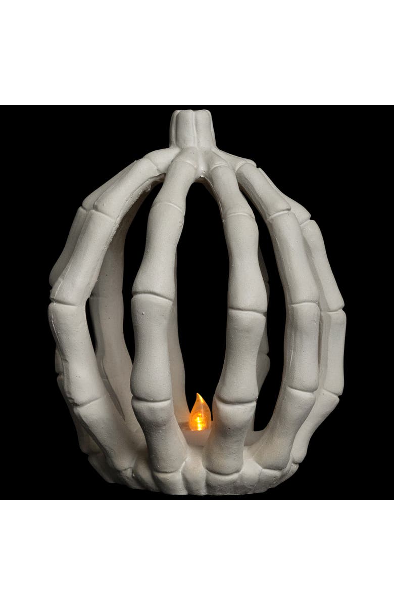 Northlight LED Lighted Skeleton Pumpkin Halloween Decoration - 6.25", Alternate, color, Beige