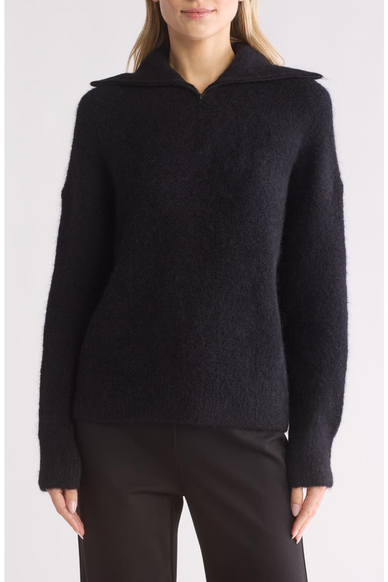 Quarter Zip Sweater, Main, color, BLACK