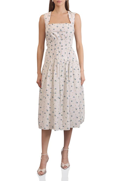 Shirred Tiered Midi Dress