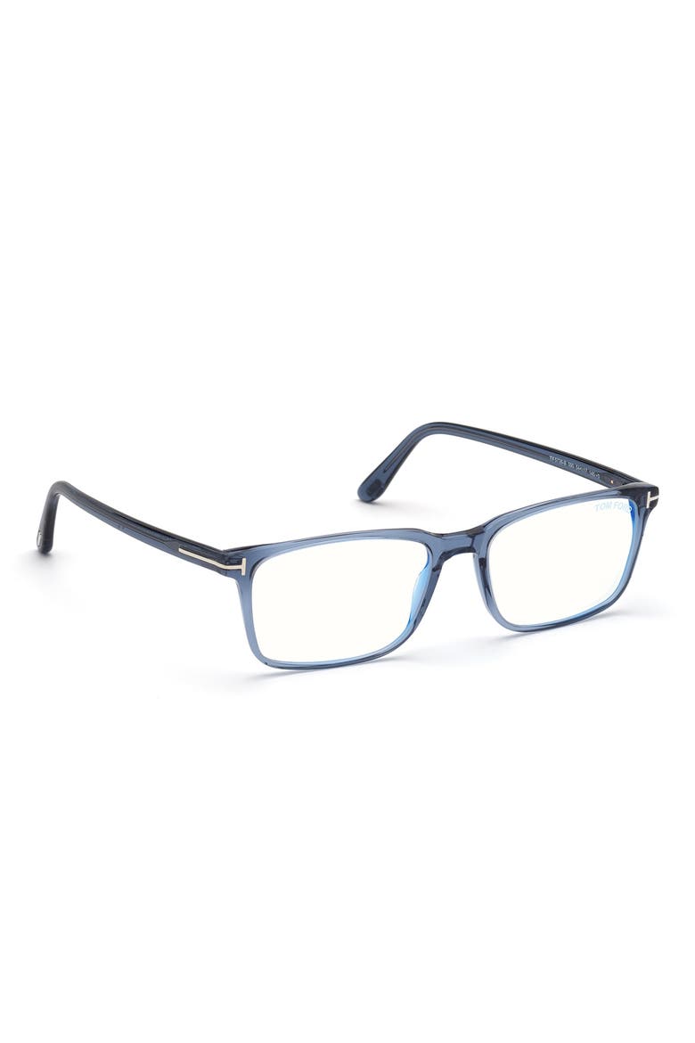 56mm Rectangular Blue Light Blocking Optical Glasses, Alternate, color, BLUE PALLADIUM / T LOGO