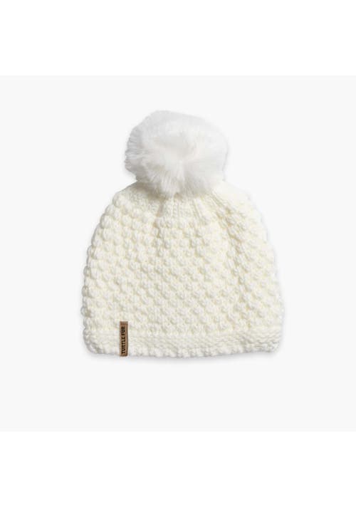 Turtle Fur Snowfall Pom Slouch Beanie In White
