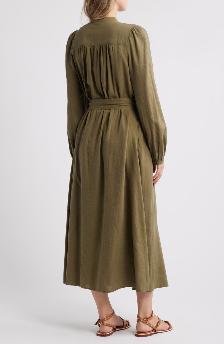 Caslon<sup>®</sup> Long Sleeve Belted Shirtdress, Alternate, color, Olive Burnt
