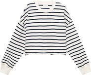 MANGO TEEN Stripe Crop Cotton Sweatshirt