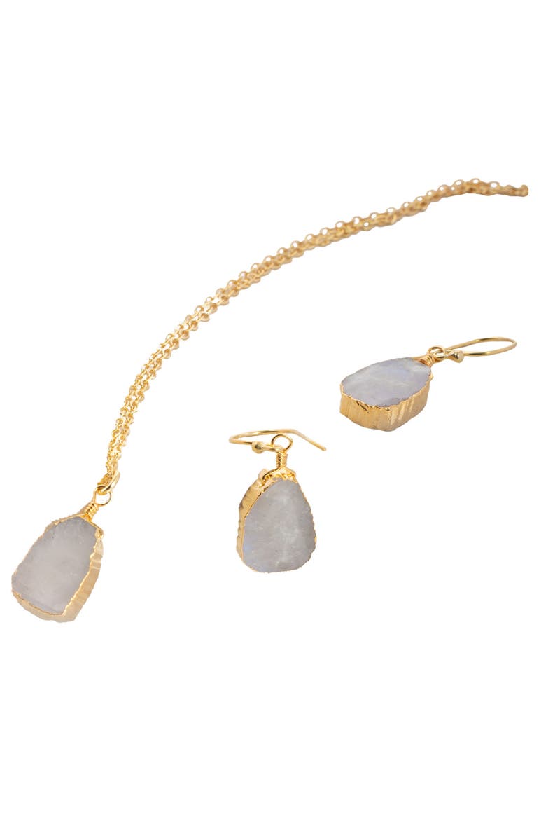 SAACHI Mojave Mini Opal Moonstone Earring & Necklace Set, Alternate, color, White