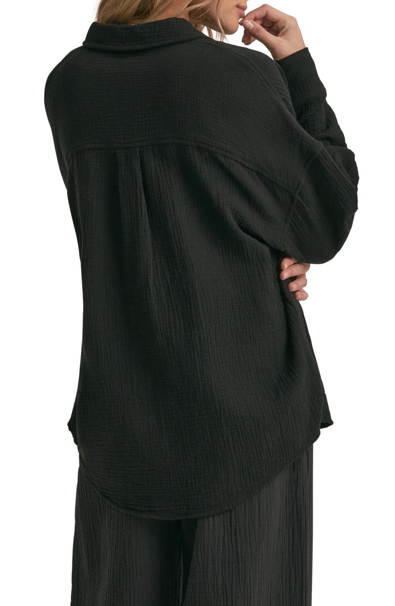 Favorite Daughter The Ex Cotton Button-Up Shirt, Alternate, color, Black