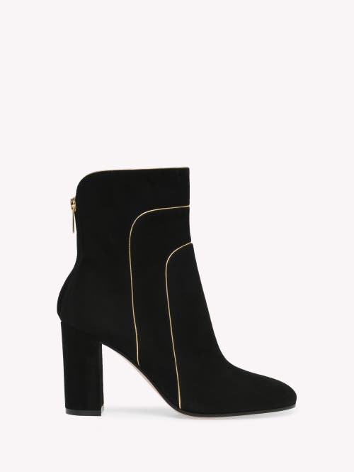 Gianvito Rossi Gold-trim Suede Boots In Black