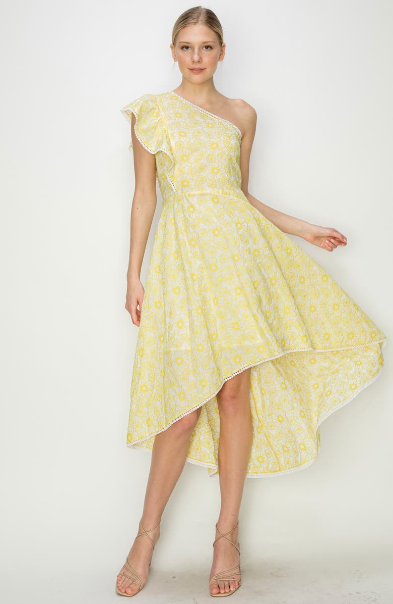 MELLODAY Floral One-Shoulder High-Low Dress, Alternate, color, 