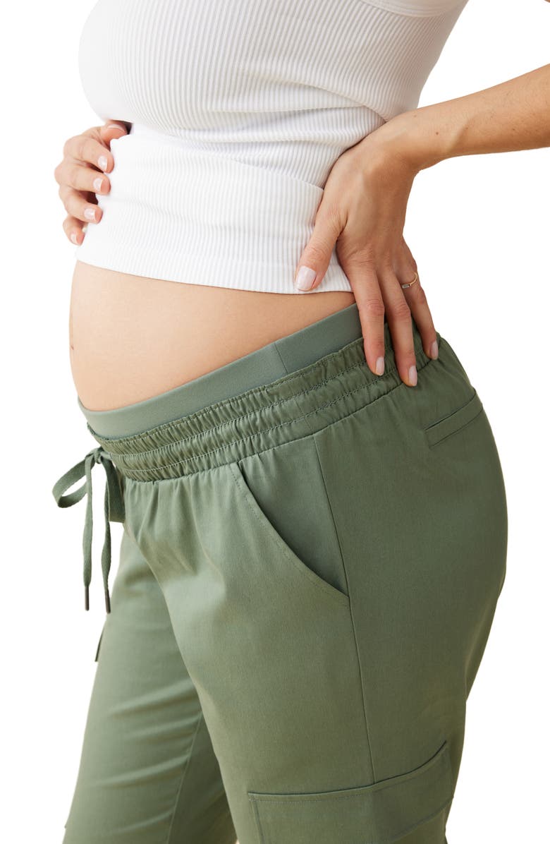 Ingrid & Isabel<sup>®</sup> Under the Bump Drawstring Cargo Pants, Alternate, color, Agave