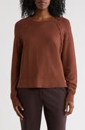 Adrianna Papell Dolman Lace-Up Sweater