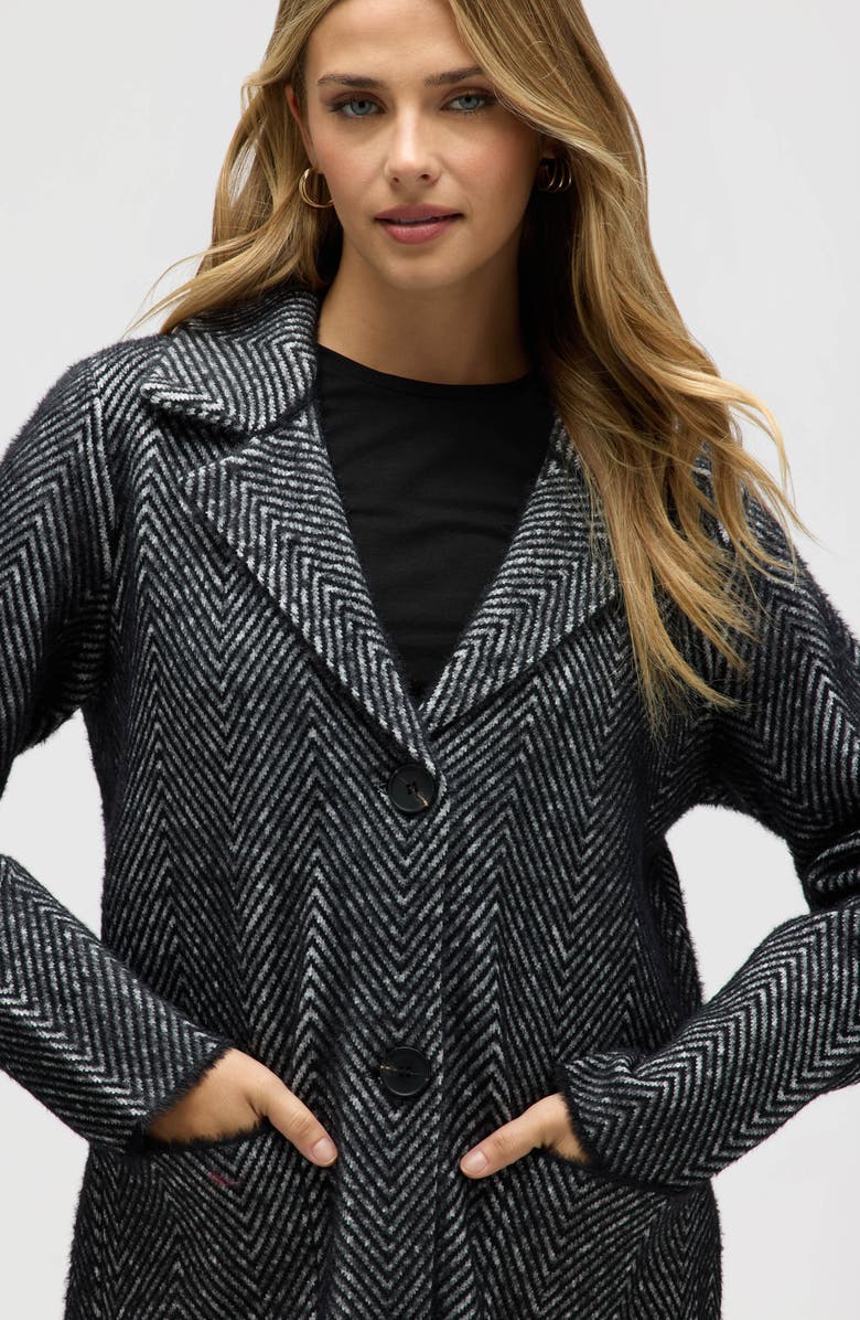 NVLT Chevron Print Eyelash Coat, Alternate, color, Black/ White