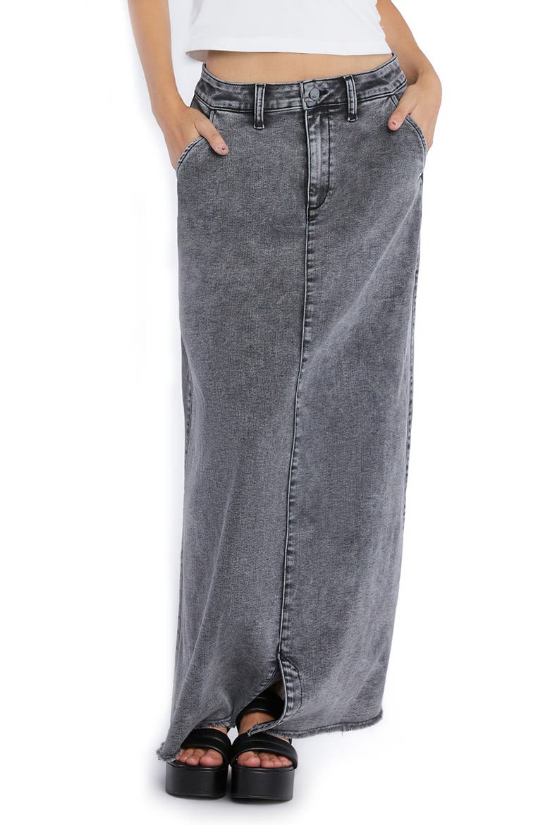 Tory Denim Maxi Skirt, Main, color, FIELD GREY