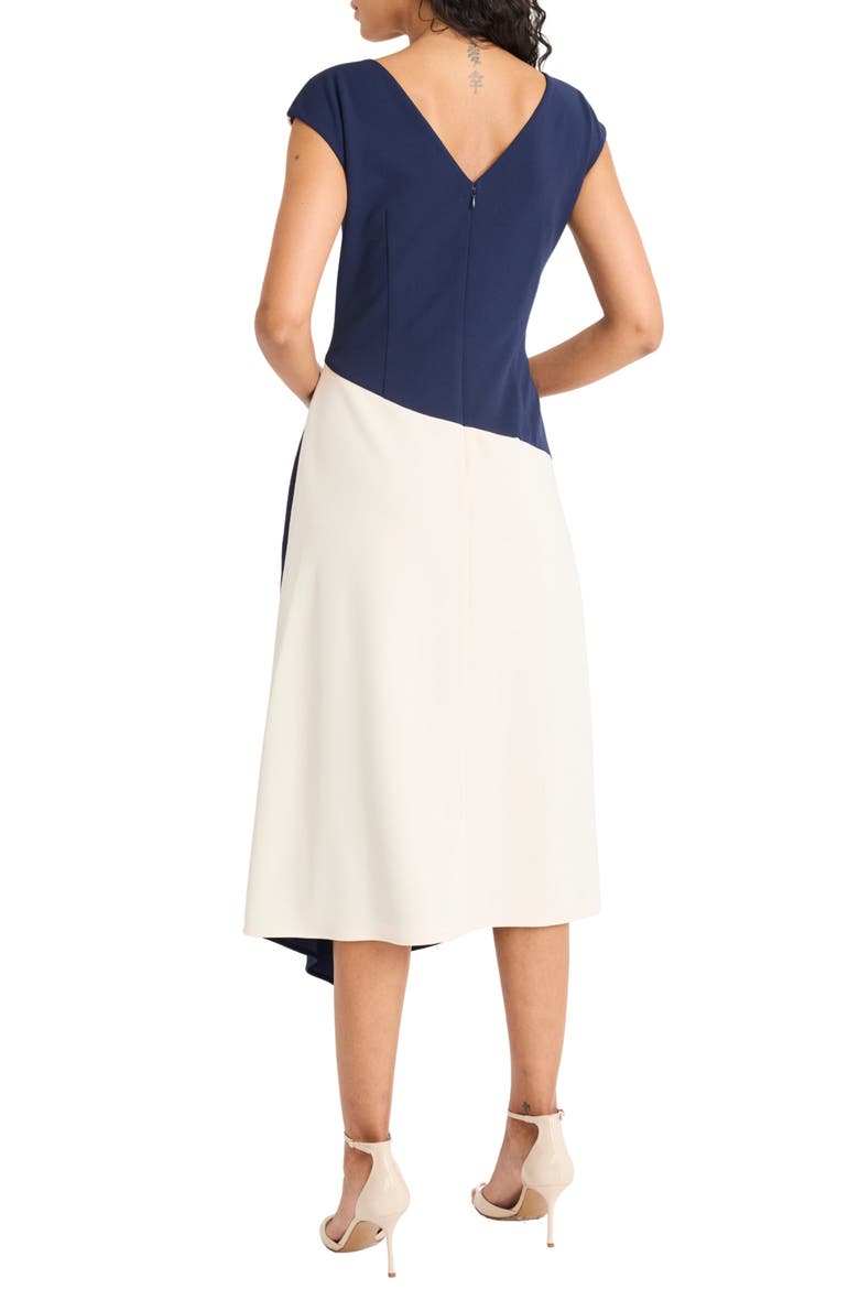 Colorblock Cap Sleeve Asymmetric Hem Midi Dress, Alternate, color, NAVY BLAZER