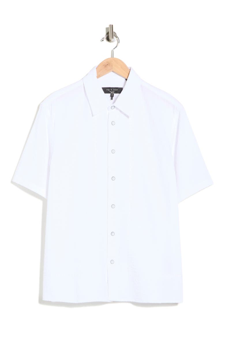 Danny Short Sleeve Cotton Button-Up Shirt, Alternate, color, WHITE