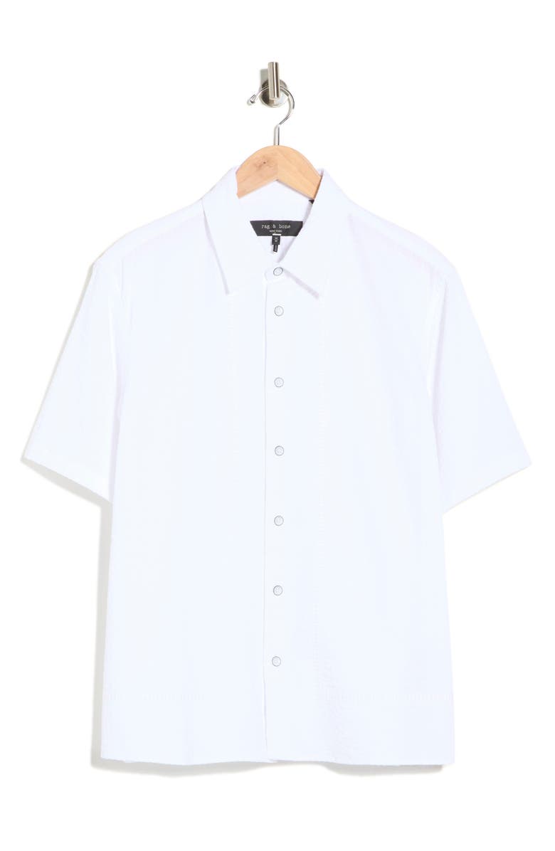 rag & bone Danny Short Sleeve Cotton Button-Up Shirt, Main, color, White