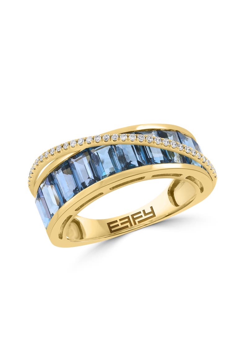 14K Yellow Gold London Blue Topaz & Diamond Channel Set Ring, Alternate, color, 14K Gold
